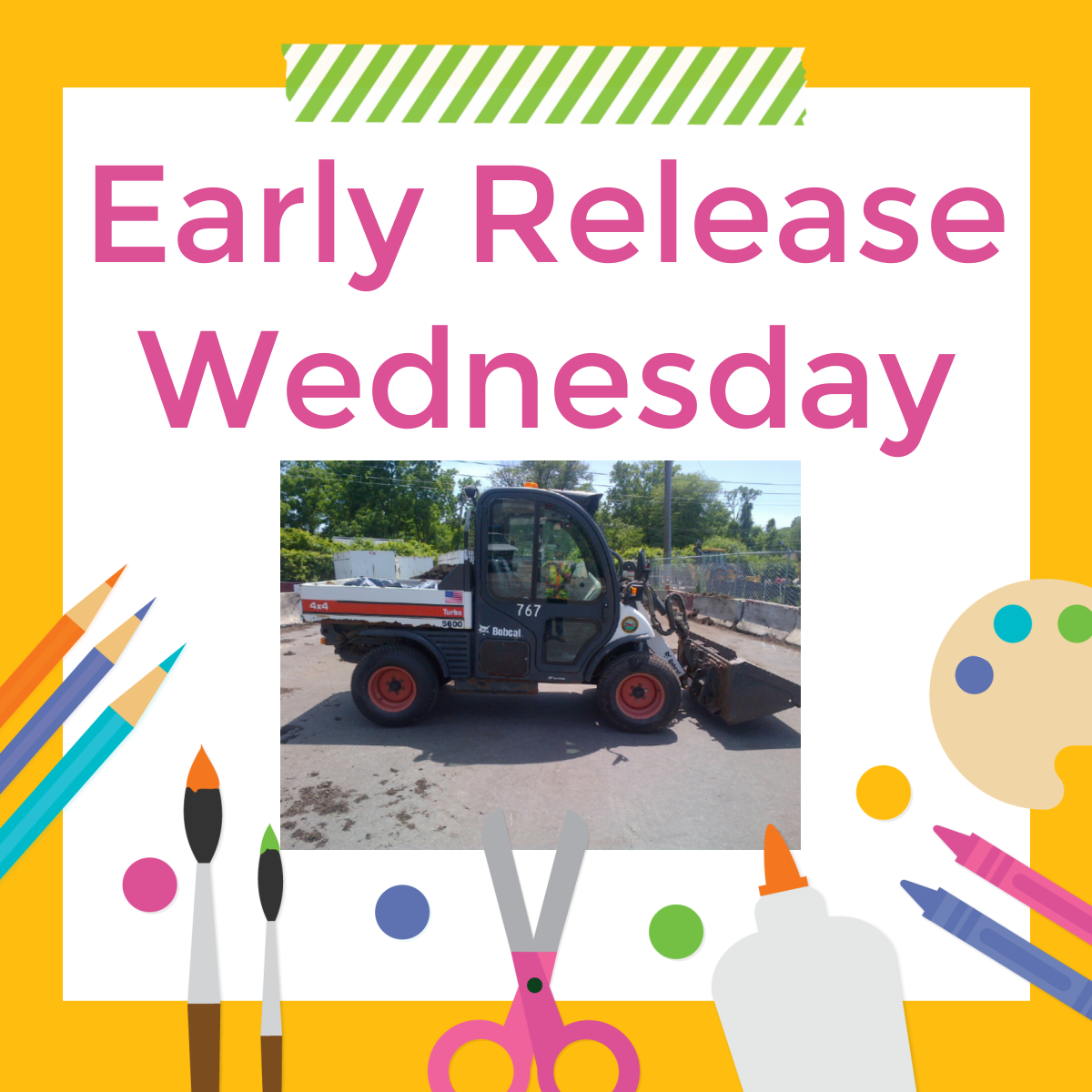 Early Release Wednesday Icon with DPW vehicle