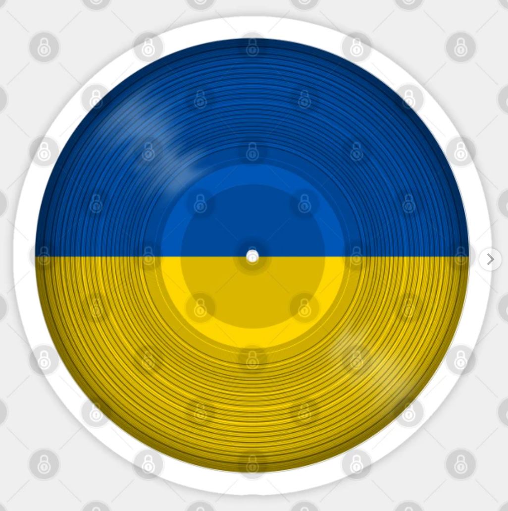 graphic of LP record in blu end yellow colors of Ukrainian flag