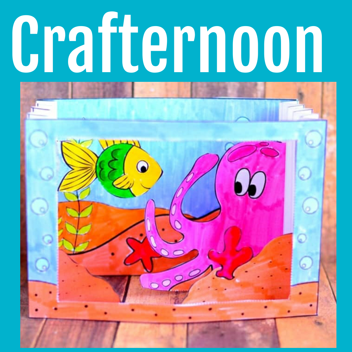 Crafternoon icon with image of 3d paper aquarium