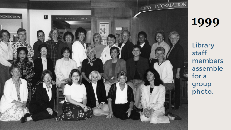 1999 Library staff assemble for a group photo
